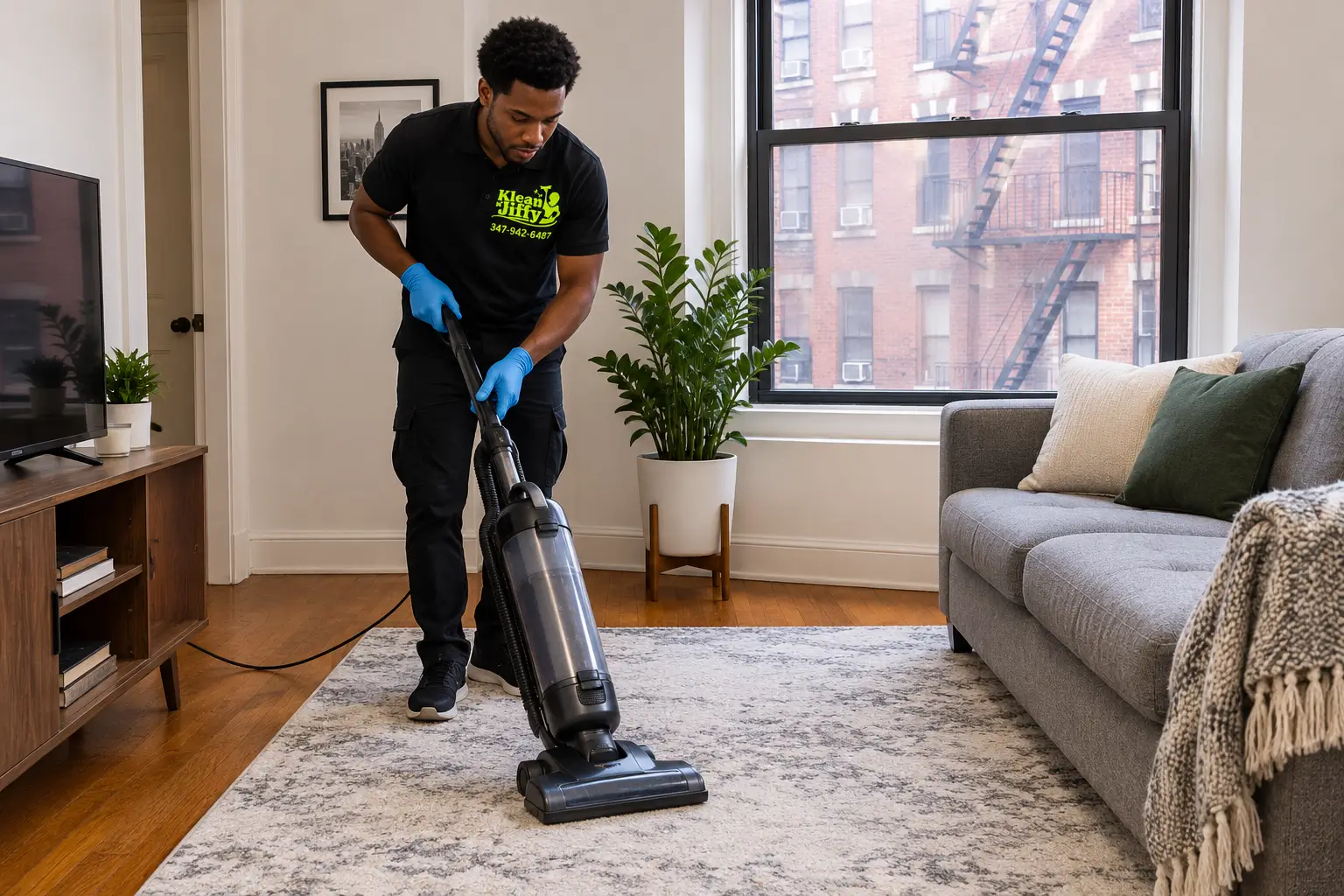 Apartment living room cleaned by Klean N' Jiffy in Brooklyn